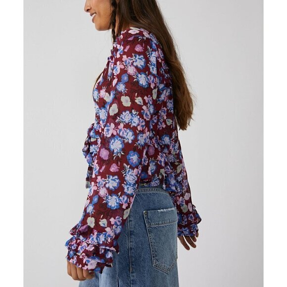 Free People Maybel Blouse Top / Shiraz Combo NEW! - Picture 2 of 6